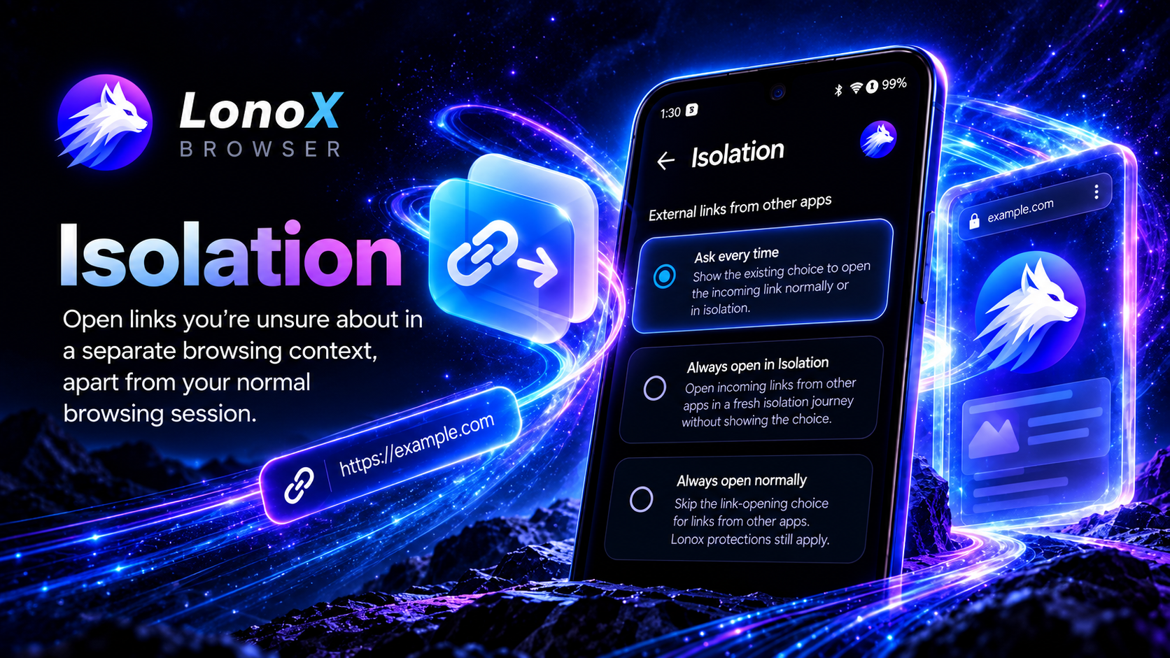 Lonox Browser Isolation feature artwork